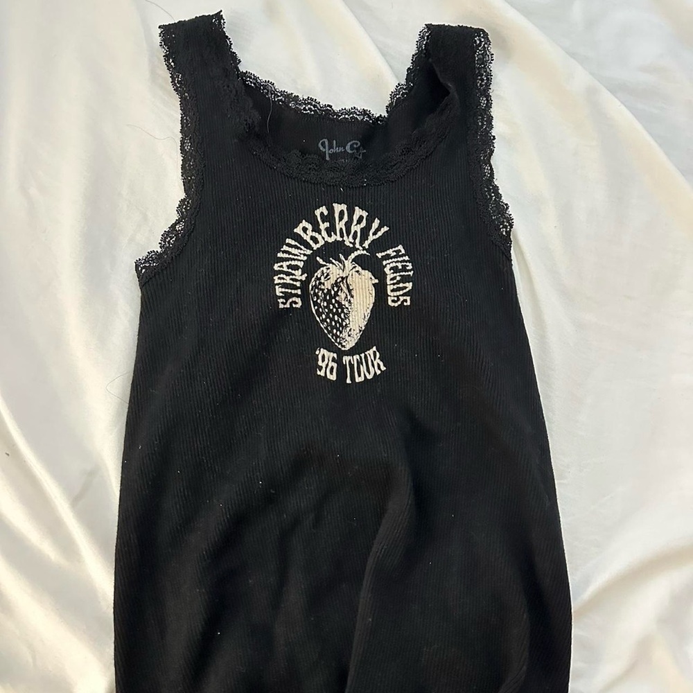 Brandy Melville/John Galt black strawberry fields lace tank top